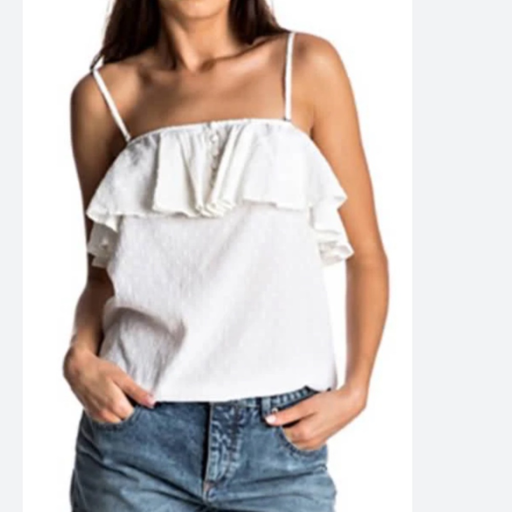 Roxy Cream Ruffle Swiss Dot Camisole – XS